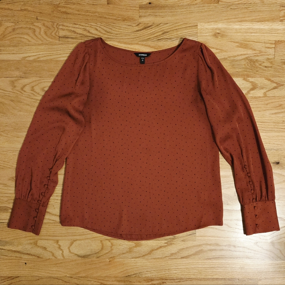 Express Blouse in Terra Cotta/Dots, Size S